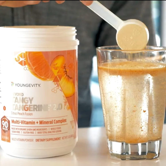 Youngevity Beyond Tangy Tangerine 2.0 Citrus Peach Fusion Multi-Vitamin & Mineral Complex - Made With Natural & Whole Foods | 8,000 Orac (3 Canisters)