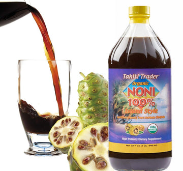 Tahiti Trader Island Style High Potency Noni Juice - Pure Noni Fruit Juice Fermented to Vinegar - Organic Antioxidant Superfood Juice Supporting Energy & Body Health - (32oz, 1 Pack)