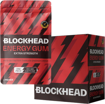 Blockhead Energy Gum Extra Strength – Mint (84 Pieces) | 100Mg Fast-Release Caffeine + Niacin, B5, B6, B12 | Sugar & Calorie Free | Pre-Workout & Endurance | Vegan | Informed-Sport Certified