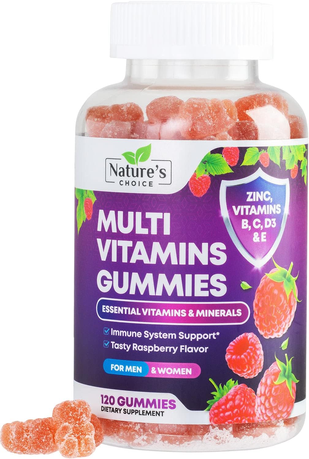 Multivitamin Gummies - Nature'S Daily Gummy Multivitamins For Adults, Women & Men With Vitamins A, C, E, B6, B12, And Minerals - Natural Multi Vitamin Supplement, Non-Gmo, Berry Flavor - 120 Gummies