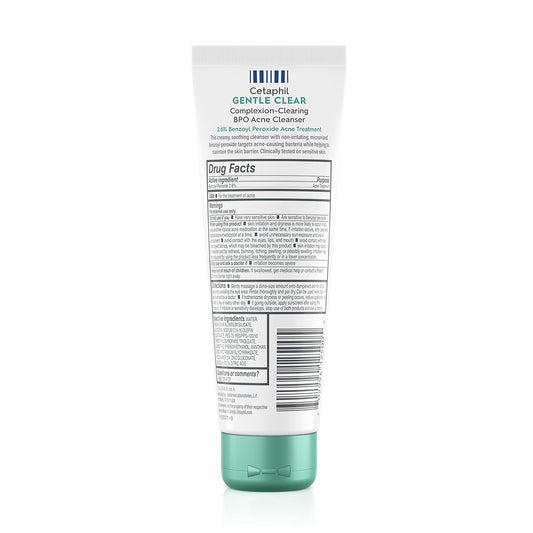 Cetaphil Gentle Clear Complexion-Clearing Bpo Acne Cleanser With 2.6% Benzoyl Peroxide, Creamy And Soothing For Sensitive Skin, Suitable For All Skin Types, 4.2Oz