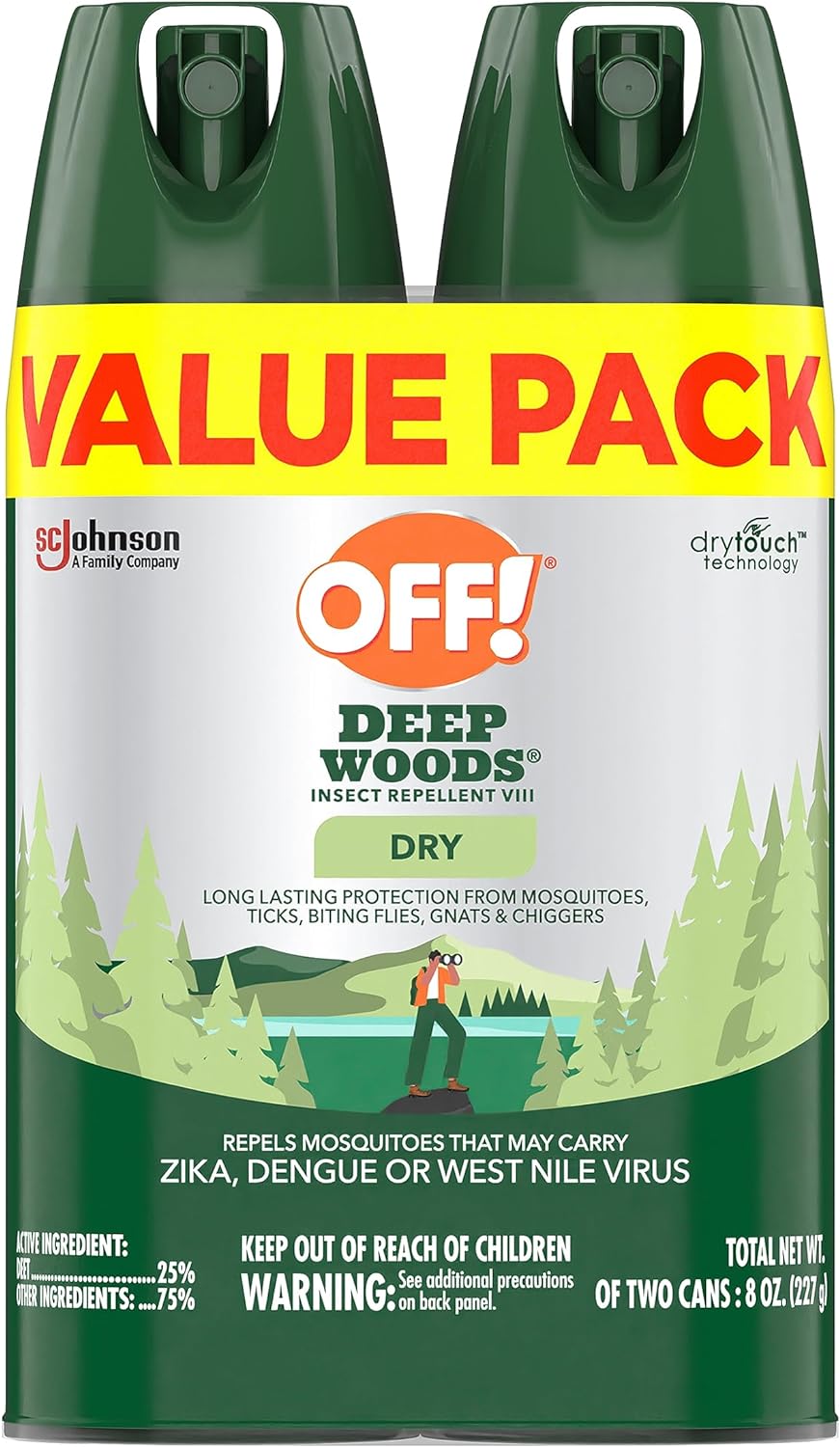 Off! Deep Woods Insect Repellent Aerosol, Dry, Non-Greasy Formula, Bug Spray With Long Lasting Protection From Mosquitoes, 4 Oz, 2 Count