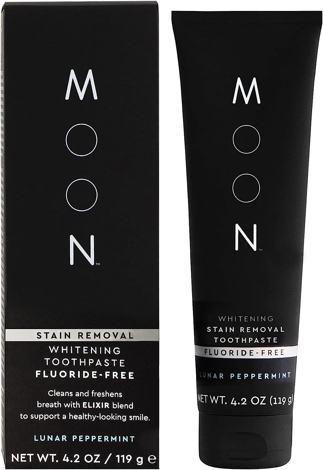 Stain Removal Whitening Toothpaste, Fluoride-Free, Lunar Peppermint Flavor for Fresh Breath, for Adults 4.2 oz