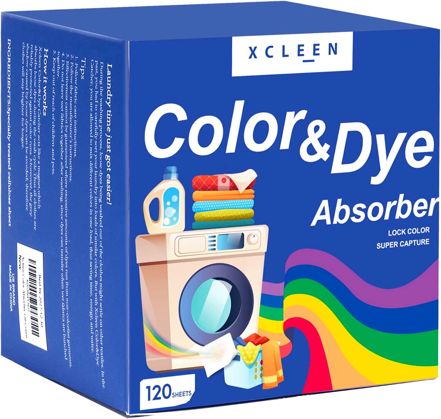 Color Absorber Laundry Sheets 120 Count, Dye Catcher to Prevent Clothes from Smearing, Fragrance Free Color Trapping Sheets for Home School or Apartment