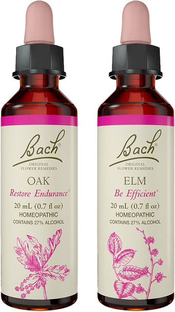 Bach Original Flower Remedies 2-Pack, Get It Done" - Elm, Oak, Homeopathic Flower Essences, Vegan, 20mL Dropper x2
