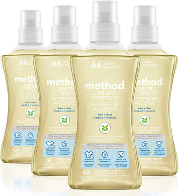 Method Concentrated Laundry Detergent, Free + Clear, 53.5 Fl Oz (Pack Of 4), 66 Loads