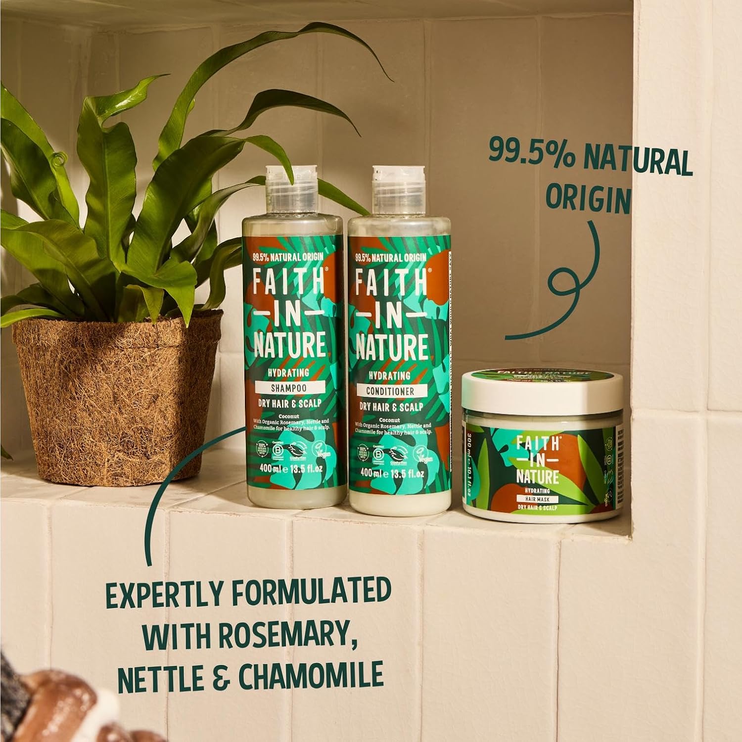 Faith In Nature |Coconut Natural Dry Hair 3 Piece Bundle: 400ml Shampoo & Conditioner & 300ml Hair Mask, Vegan & Cruelty Free, No SLS or Parabens, For Normal to Dry Hair : Amazon.co.uk: Beauty
