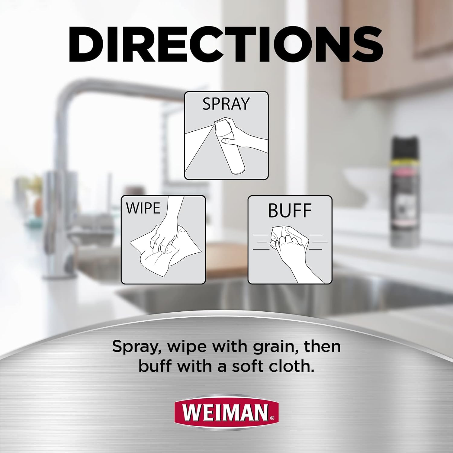 Weiman Stainless Steel Cleaner & Polish Streak-Free Shine - For Refrigerators, Oven, Dishwasher, Stove - 2 Pack Aerosol Spray with Microfiber Cloth Included : Health & Household