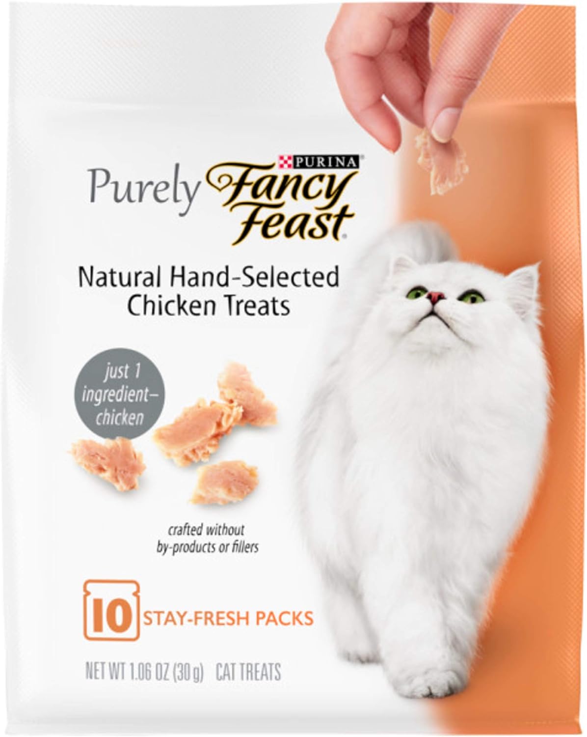 Purina Fancy Feast Natural Cat Treats, Purely Natural Hand-Selected Chicken - (Pack of 5) 10 ct. Pouches