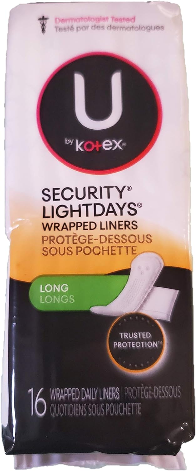 Kotex Lightdays Liner, Long, 16 Count, (Pack of 6) : Health & Household