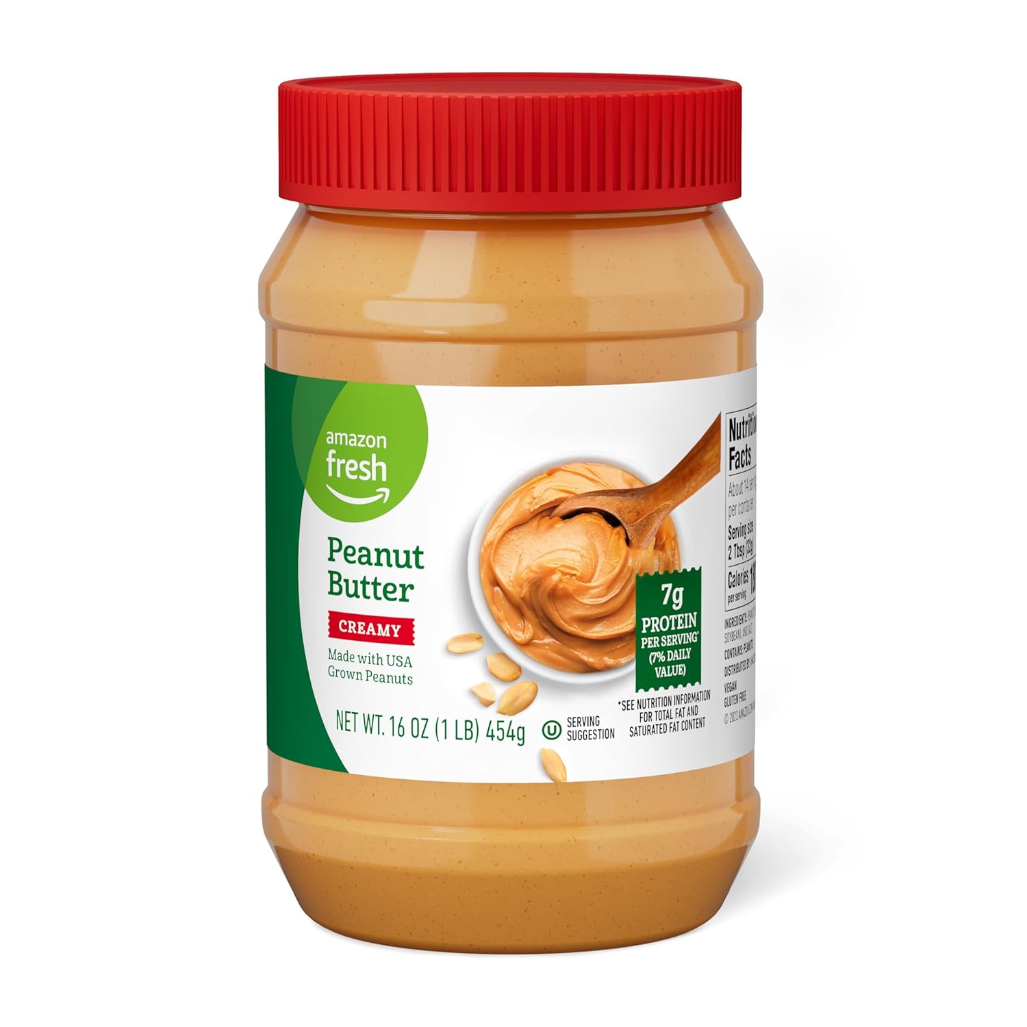 Amazon Fresh, Creamy Peanut Butter, 16 Oz (Previously Happy Belly, Packaging May Vary)