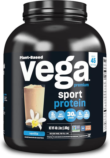 Vega Premium Sport Protein Vanilla Protein Powder, Vegan, Non Gmo, Gluten Free Plant Based Protein Powder Drink Mix, Nsf Certified For Sport, 4Lb 1.8 Oz