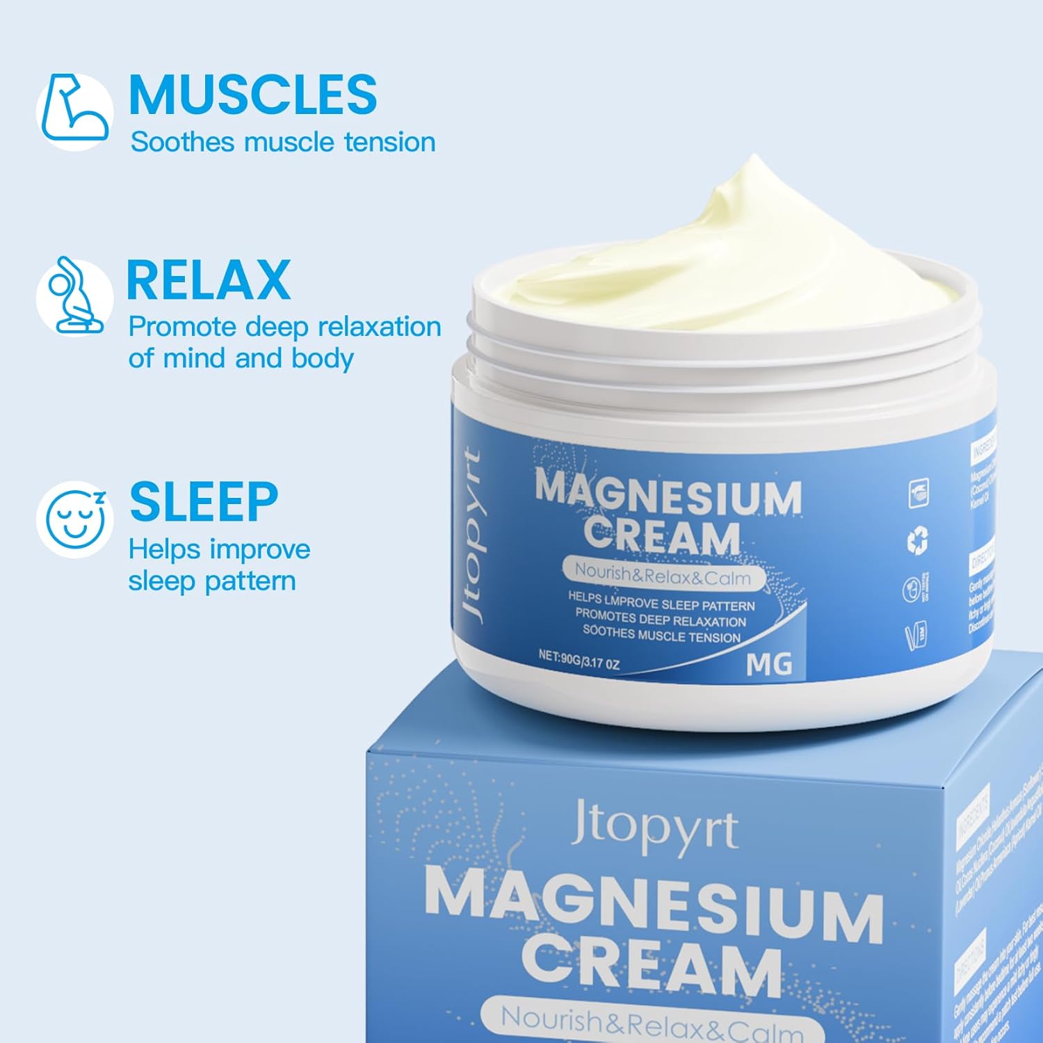 Magnesium Cream For Sleep: Magnesium Lotion Easily Absorbed By Muscles Long Lasting Moisturizing 90G/3.17Oz : Beauty & Personal Care