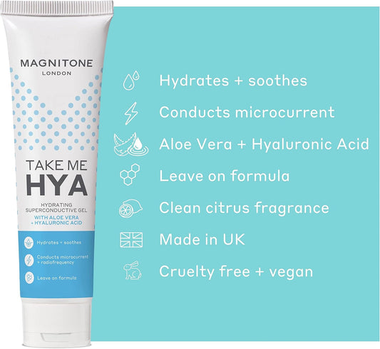Magnitone Take Me Hya - Hydrating Superconductive Gel With Aloe Vera + Hyaluronic Acid, For Liftoff Microcurrent Facial Toning Device - Hydrates & Soothes, Cruelty Free & Vegan (Pack Of 1)