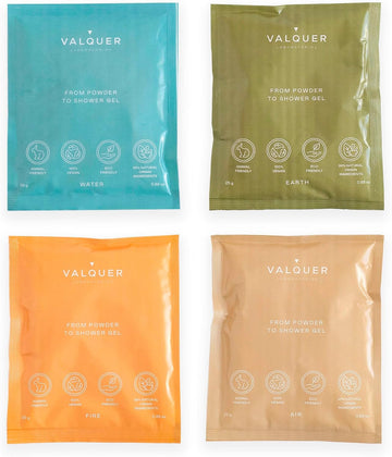 Valquer Shake - Pack Of 4 Long-Lasting Shower Gel Refill Body Gel One Bottle = Infinite Gel No Loss 25 G = 400 Ml Gel - 4 Fire Extinguishing Bags Of 25 G