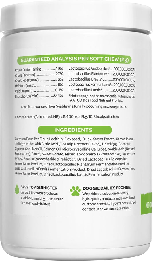 Doggie Dailies Probiotics For Dogs, Advanced Dog Probiotics With Prebiotics, Promotes Digestive Health, Supports Immune System And Overall Health (Duck)