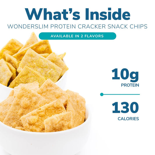 Wonderslim Protein Cracker Snack Chips, Cheddar, Low Fat & Gluten Free (10Ct)