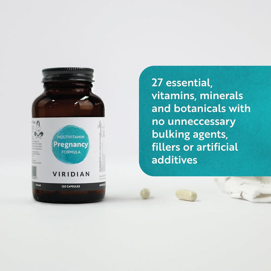 Viridian - Pregnancy Multivitamin Formula - 120 Caps | Dha & Folic Acid | For Pregnancy & Breastfeeding |Formula For Mother & Baby | Iron, Iodine, Vitamin D & More For Cognitive & Bone Health | Vegan