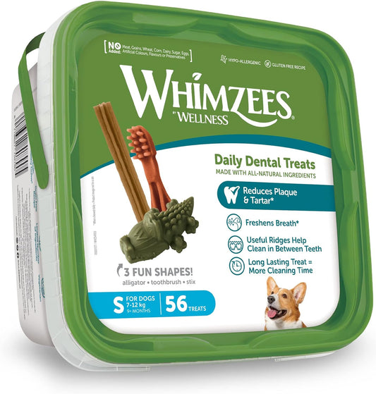 WHIMZEES ByWellness Variety Box, Mixed Shapes, Natural and Grain-Free Dog Chews, Dog Dental Sticks for Small Breeds, S (Pack of 56)??WHZ581