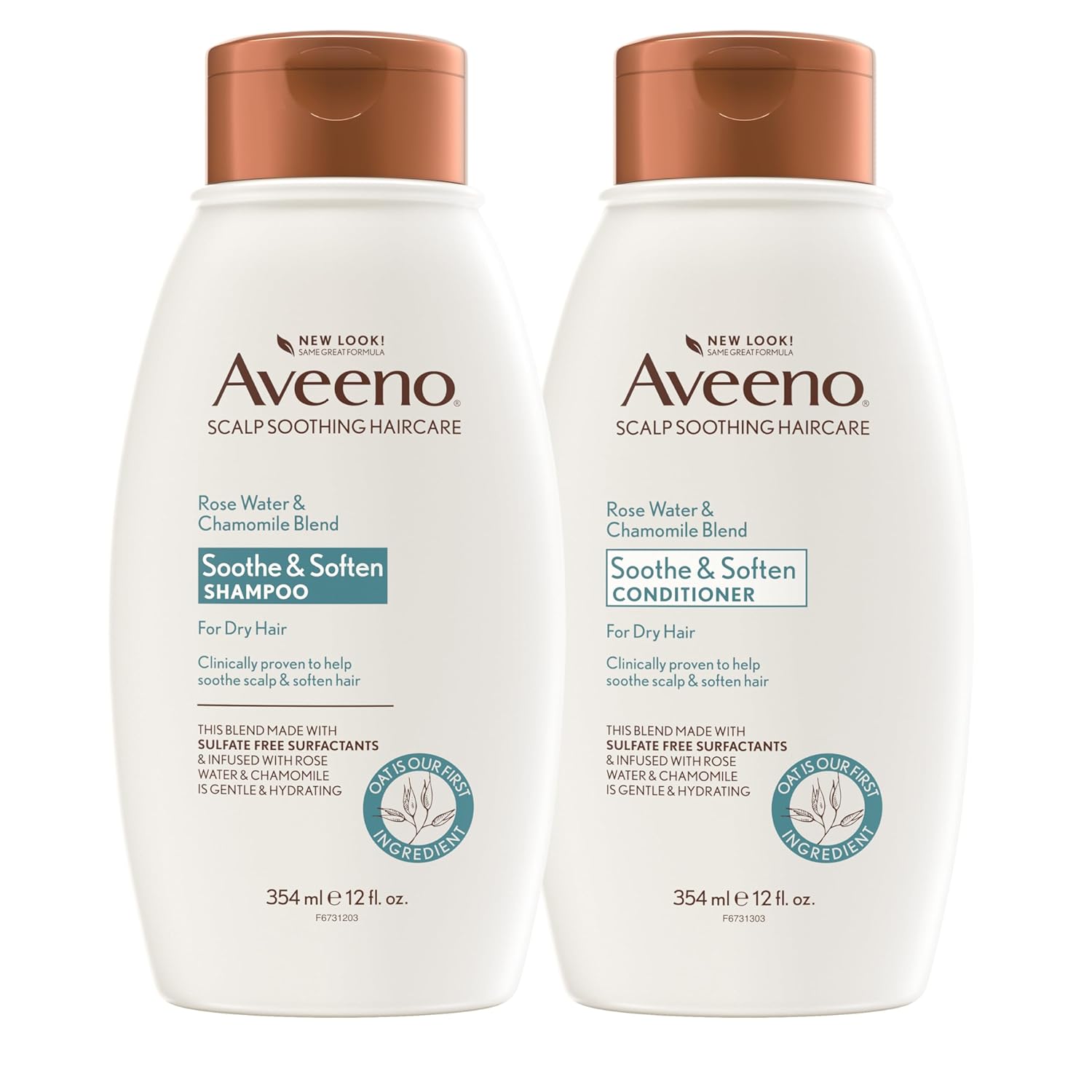 Aveeno Scalp Soothing Rose Water & Chamomile Blen Shampoo & Conditioner For Sensitive And Soft, Sulfate Free, No Dyes Or Parabens, 1 Set