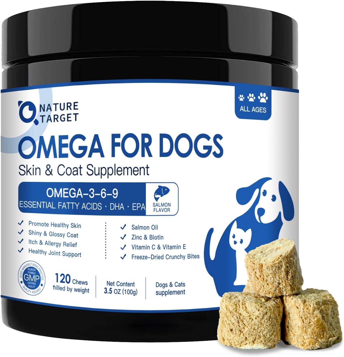 Omega 3 Fish Oil For Dogs - Salmon Oil For Dogs Skin And Coat Supplement With Epa & Dha Fatty Acids - Dog Itch & Allergy Relief, Anti Shedding, Hot Spots Treatment - Hip & Joint Support - 120 Counts