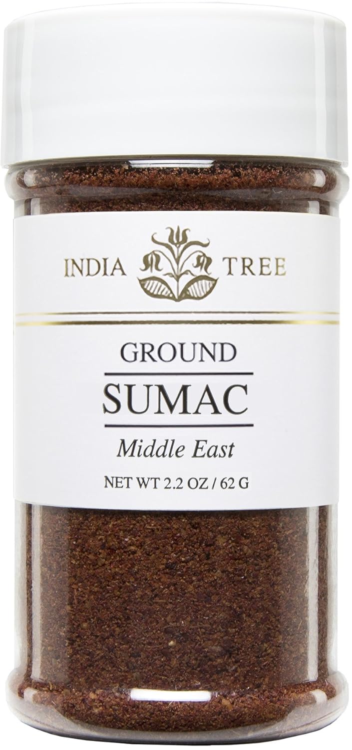 India Tree Sumac, 2.2 Ounce Jar, Lemony Flavor For Meat & Veggie Dishes, Perfect Hummus & Baba Ghanoush Topping, Ideal Seasoning For Fried Potatoes, Kosher Certified