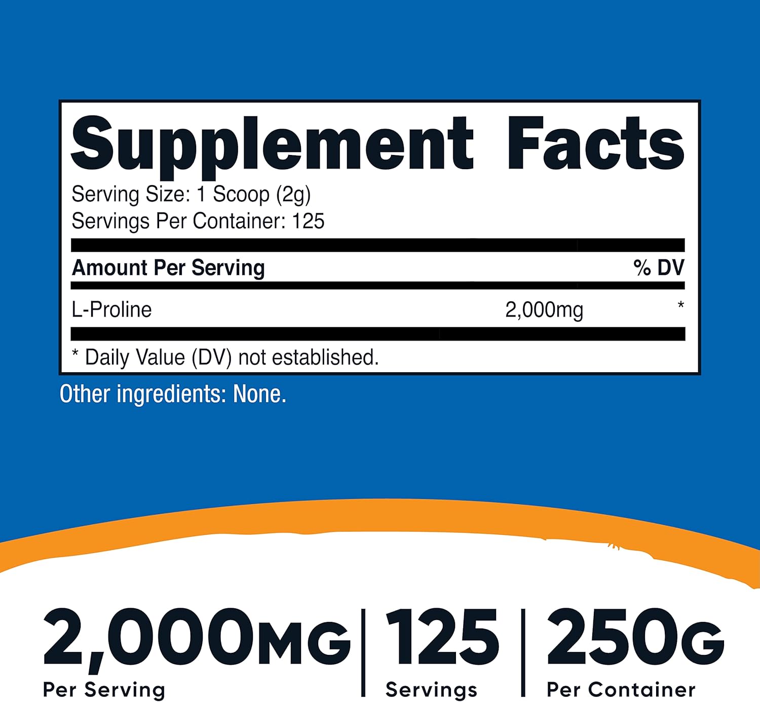 Nutricost L-Proline Powder 250 Grams - 2,000mg Per Serving, Non-GMO