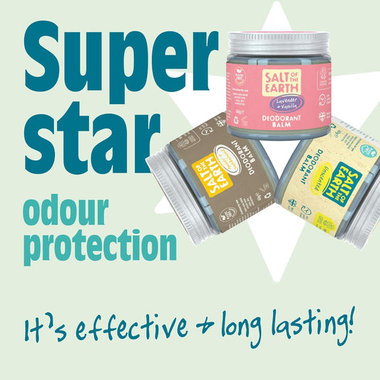 Salt Of The Earth - Natural Vegan Deodorant Balm; Long Lasting Protection, Leaping Bunny Approved, Plastic & Aluminium Free - Unscented - 60G