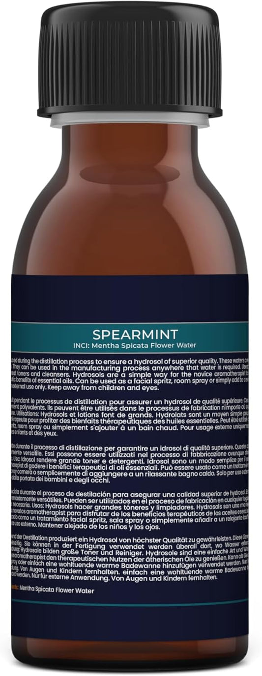 Mystic Moments | Spearmint Natural Hydrosol Floral Water 125Ml | Perfect For Skin, Face, Body & Homemade Beauty Products Vegan Gmo Free