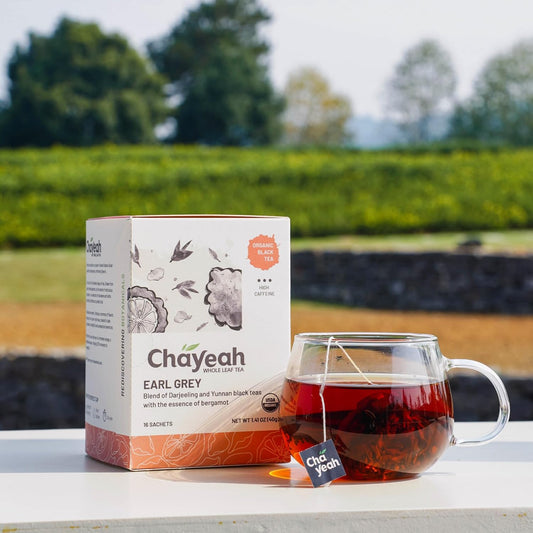 Chayeah, Earl Grey, Darjeeling And Yunnan Black Teas With Bergamot Essentials, Usda Organic, Caffeinated (16 Pyramid Tea Sachets)