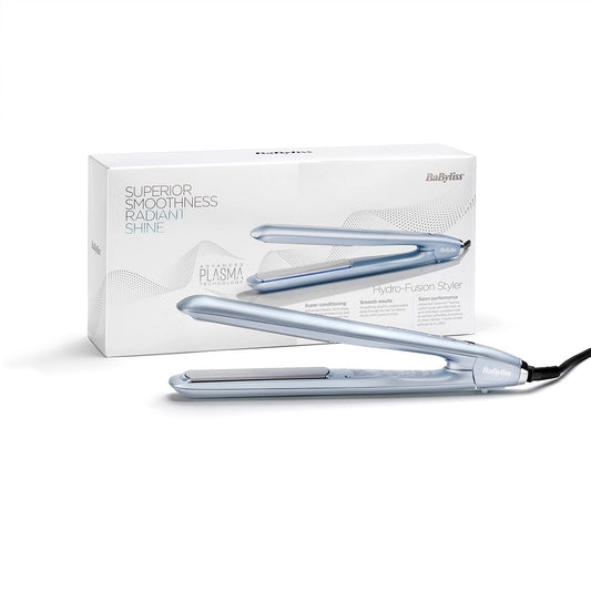 Babyliss Hydro Fusion Hair Straighteners – Dual Ionic Technology, Anti-Frizz Effect, 5 Temperature Settings, Fast Heat-Up, Auto Shut-Off – Blue, 2573U