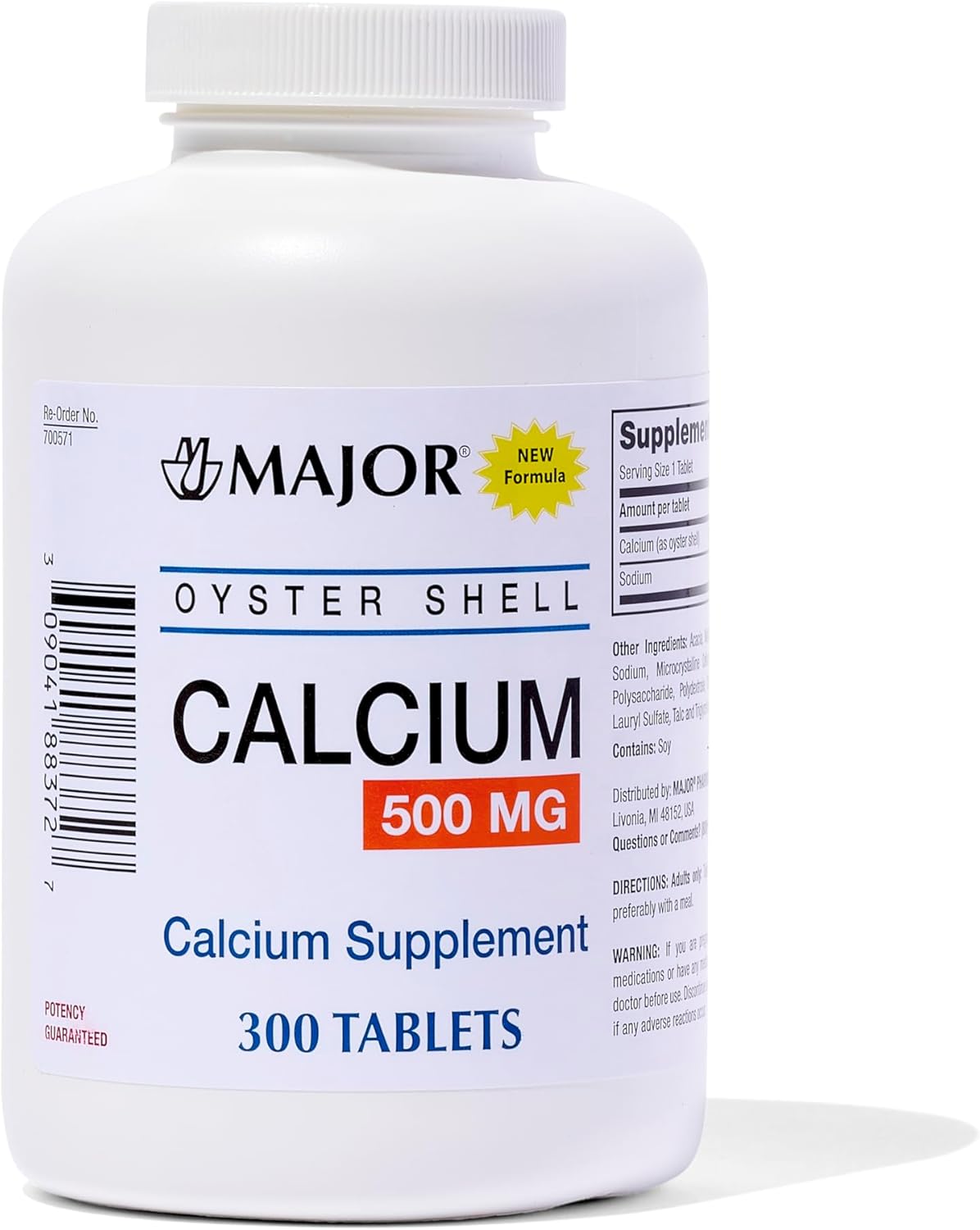 Major Oyster Shell Calcium 500 Mg - Daily Calcium Supplement - 300 Tablets