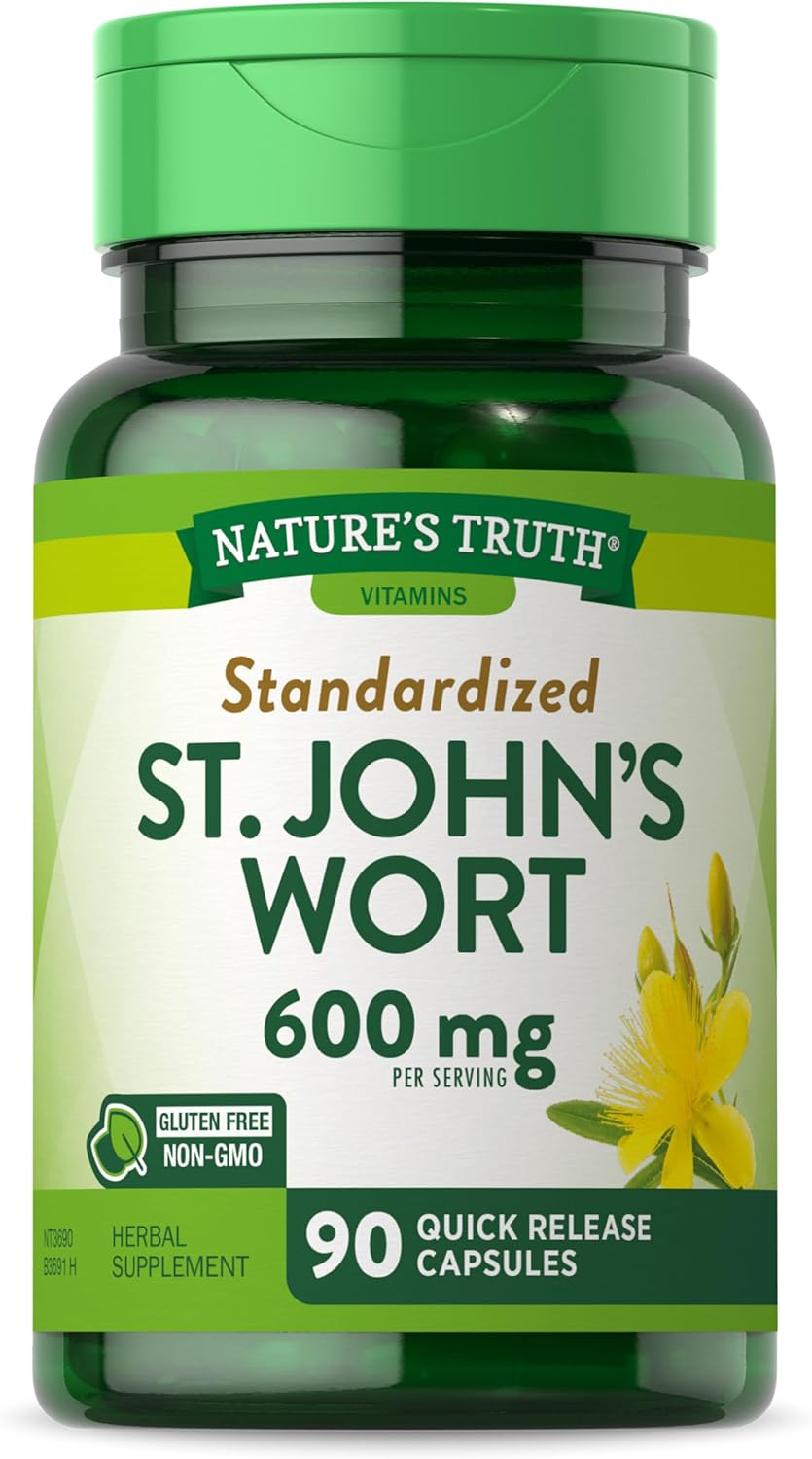 St Johns Wort Capsules | 600Mg | 90 Count | Standardized Extract | Non-Gmo & Gluten Free Supplement | By Nature'S Truth