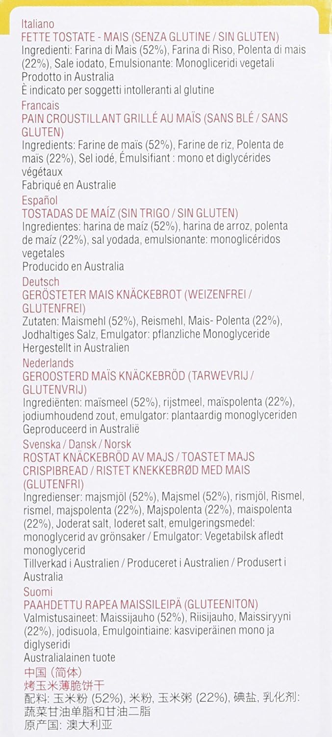 Orgran - Gluten Free Toasted Corn Crispbread 125G (Pack Of 3)
