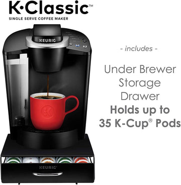 Keurig K-Classic Coffee Maker, Single Serve K-Cup Pod Coffee Brewer, Black And Under Brewer Storage Drawer, Holds Up To 36 Keurig K-Cup Pods, Black