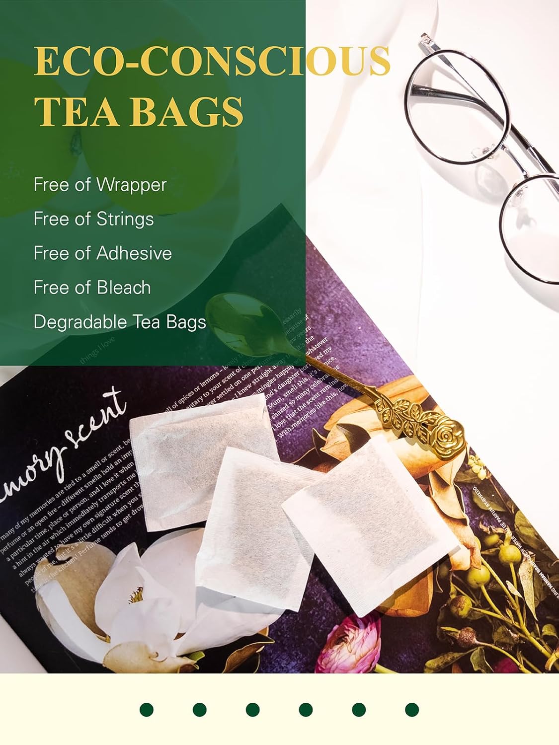 Gldnt Organic Green Tea Bags, Natural Pure Organic Green Tea, Super Antioxidant, Caffeinated, 100 Count