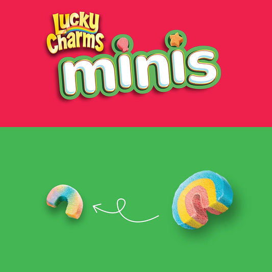 Lucky Charms Minis Cereal with Marshmallows, Kids Breakfast Cereal, Family Size, 18.6 oz