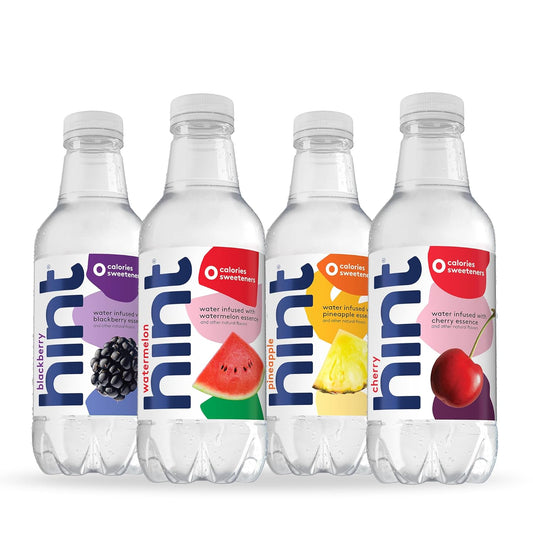 Bundle Of Hint Water Best Sellers Pack (Pack Of 12) & Hint Water Red Variety Pack (Pack Of 12), 16 Ounce Bottles, Flavors: Watermelon, Blackberry, Cherry, Pineapple, Peach, Raspberry, Strawberry Lemon