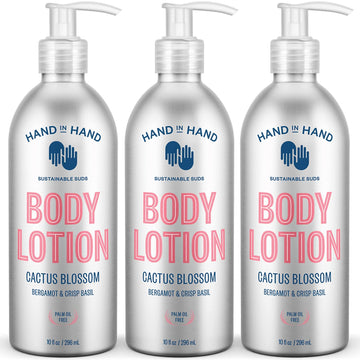 Hand In Hand Moisturizing Body Lotion, Dry Skin Lotion With Shea Butter, 10 Fl Oz, Bergamot & Crisp Basil, Cactus Blossom Scent, 3 Pack