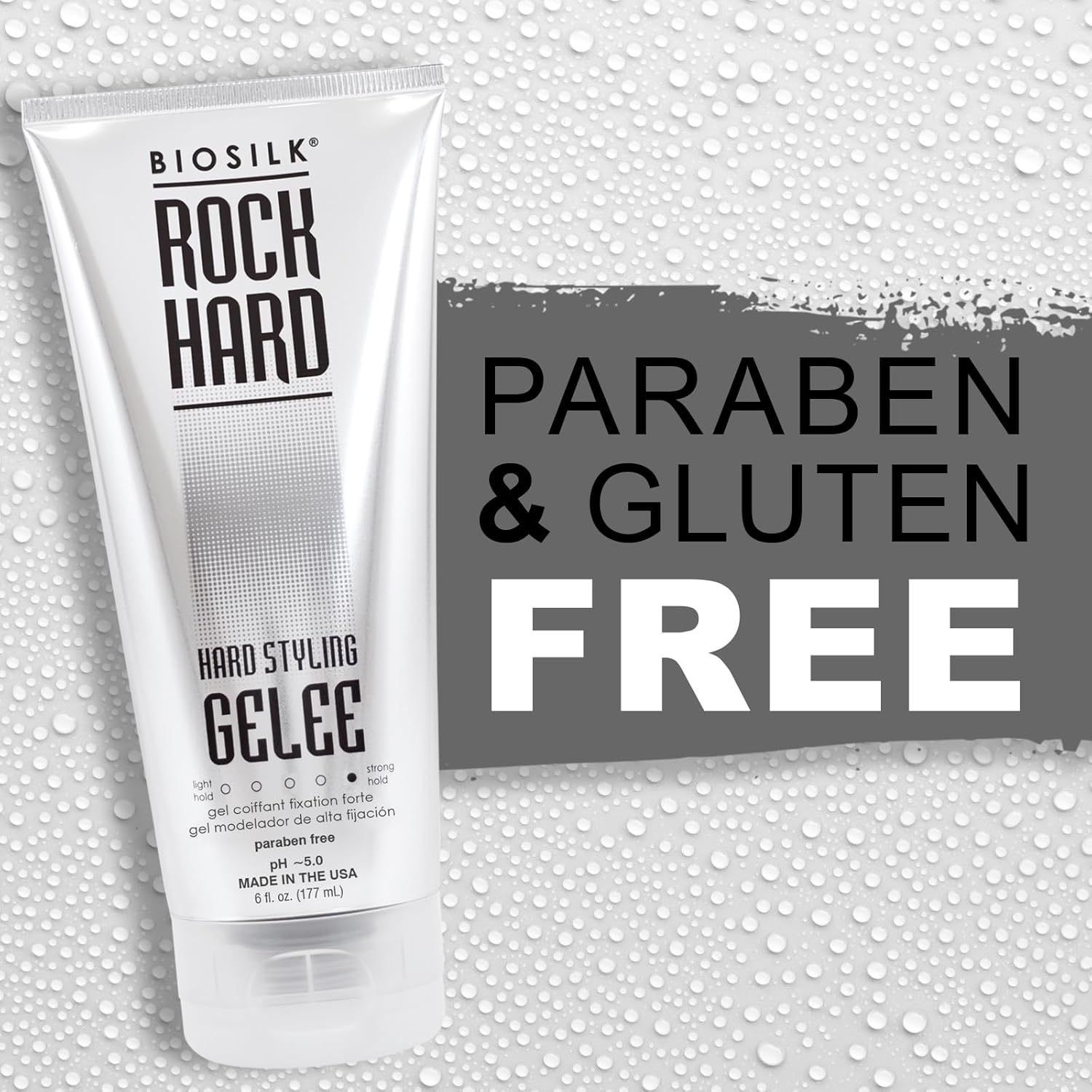 Biosilk Rock Hard Gel, Firm-Hold Hair Gel For Long-Lasting Styles, Sulfate, Paraben, & Cruelty-Free, 6 Oz