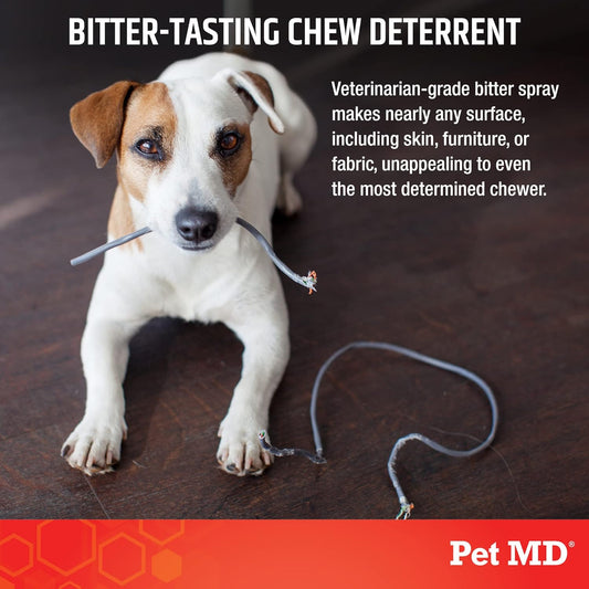 Pet Md No Chew Spray For Dogs & Cats - Multi-Surface Bitter Spray To Stop Biting & Chewing - Dog Deterrent Spray For Carpet, Furniture, Plants, & Skin - Anti Licking Cat Training Spray - 8 Oz