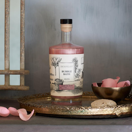 Archipelago Botanicals Luxury Charcoal Rose Bubble Bath, Moisturizing And Hydrating Gentle Bubble Bath, Detoxify, Restore And Soothe All Skin Types, 25 Oz