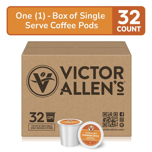 Victor Allen'S Coffee Pumpkin Spice Flavored, Medium Roast, 32 Count, Single Serve Coffee Pods For Keurig K-Cup Brewers