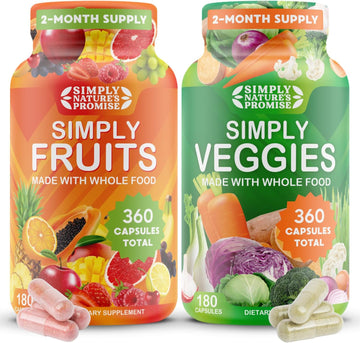 Simply Nature's Promise - Packed with Over 40 Different Fruits & Vegetables - Made with Whole Food Superfoods - Bilberry Extract ? 100% Soy Free -360 Capsules -180 Count (Pack of 2)