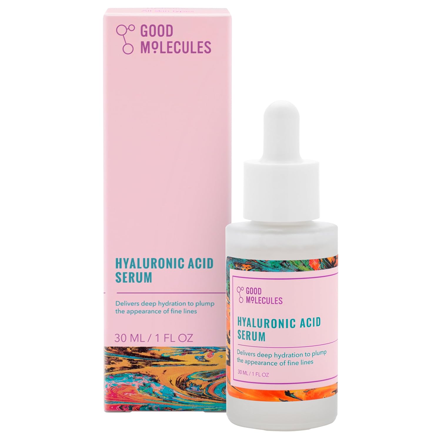 Good Molecules Hyaluronic Acid Serum - Hydrating, Non-Greasy Formula To Moisturize, Plump - 1% Ha, Anti-Aging, Water-Based Skincare For Face