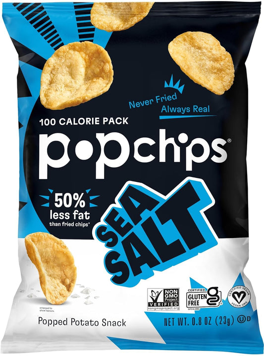 Popchips Potato Chips, Sea Salt Flavor, 0.8Oz (Pack Of 24)