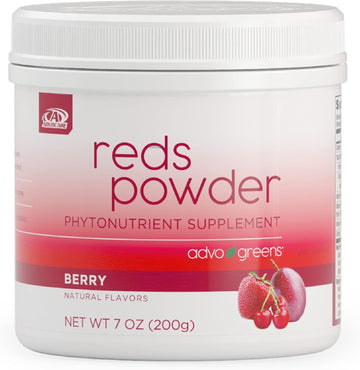 Advocare Advogreens Reds Powder Phytonutrient Supplement - Digestive Health Supplement With Fiber, Probiotics, Prebiotics, Antioxidants & Enzymes - Supports Gut Health* - Berry, 7 Oz