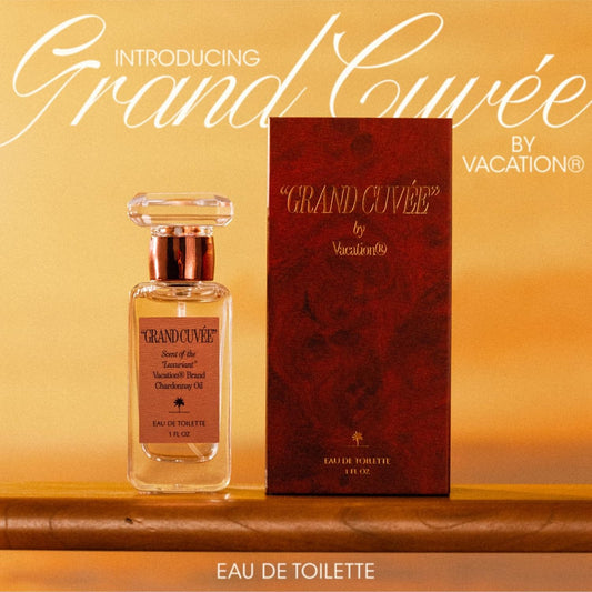 Vacation “Grand Cuvée” Eau De Toilette Sunscreen, Amber Vanilla Perfume For Women & Men, Unisex Summer Scent With Argan, Peach, Cedarwood & Vanilla Bean, 1 Fl. Oz