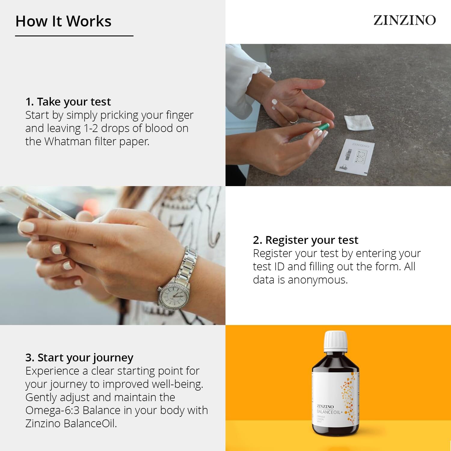 Zinzino Balancetest - Blood Test Kit To Assess Fatty Acid Levels - Measures 11 Essential Fatty Acids Including Omega-3, 6, 9 - Easy Dry Blood Test : Health & Household