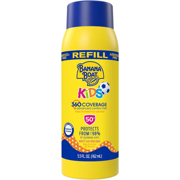 Banana Boat Kids 360 Coverage Sunscreen Mist Refill SPF 50+ | Spray Sunscreen Refill, Non-Aerosol Sunscreen Spray Refill, Kids Sunscreen Spray SPF 50, SPF Spray, Oxybenzone Free Sunscreen, 5.5oz